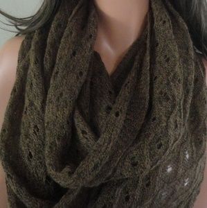 Openwork Brown Infinity Scarf